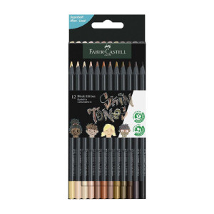 مدادرنگی 12 رنگ فابرکاستل مدل بلک ادیشن طیف پوست مدادرنگی 12 رنگ فابرکاستل مدل بلک ادیشن طیف پوست