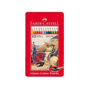 مدادرنگی 12 رنگ فابرکاستل جعبه فلزی کلاسیک مدادرنگی 12 رنگ فابرکاستل جعبه فلزی کلاسیک